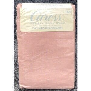 Vintage Mervyns Caress King Pillowcases Pack of 2 Pink J.P. Stevens Made in USA